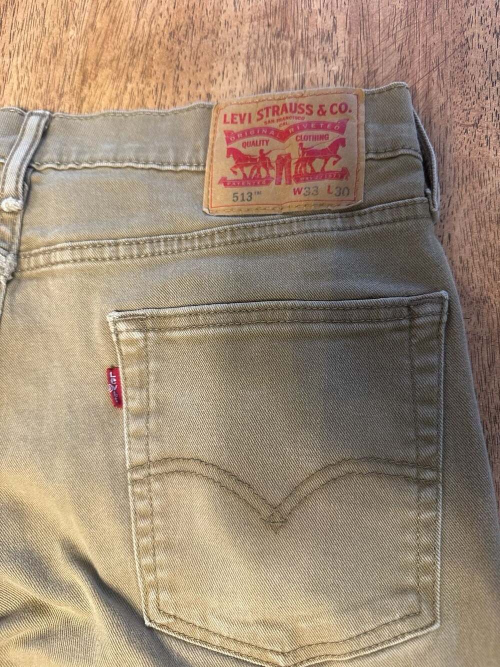 Levi's 513 Men's 33x30 Tan Beige Denim Slim Straight Jeans